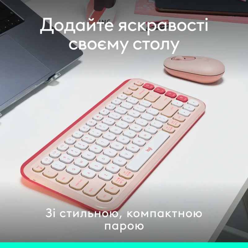 Комплект клавіатура та мишка Logitech POP Icon Combo Bluetooth UA Rose (920-013142)