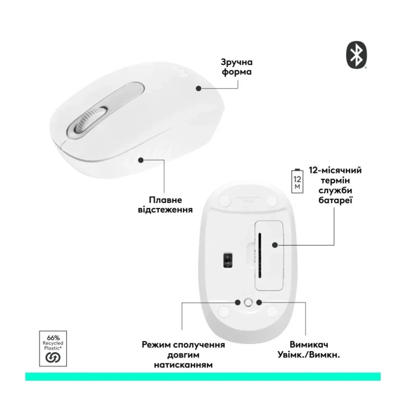 Мишка Logitech M196 Bluetooth Off-White (910-007460)