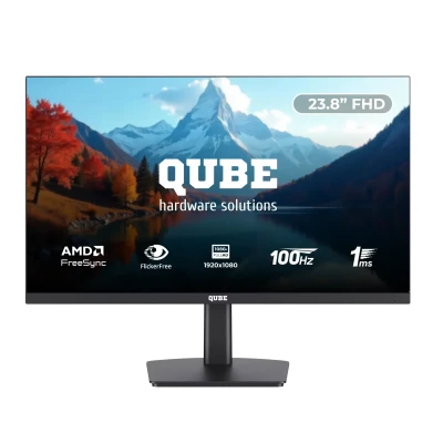 Монітор 24" QUBE V24F100-PLUS (FHD) 1920x1080 IPS 100hz 1ms, 250 cd/m², Speakers, FreeSync, VESA *100, HDMI, DP, HDMI cable