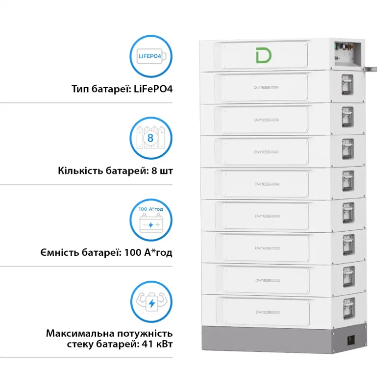 Акумуляторна батарея DYNESS STACK100-8 8xS51100, 40.96kW, 409.6V, 100Ah, LiFePO4, SBDU100