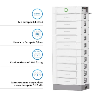 Акумуляторна батарея DYNESS STACK100-10 10xS51100, 51.2kW, 512V, 100Ah,LiFePO4, SBDU100