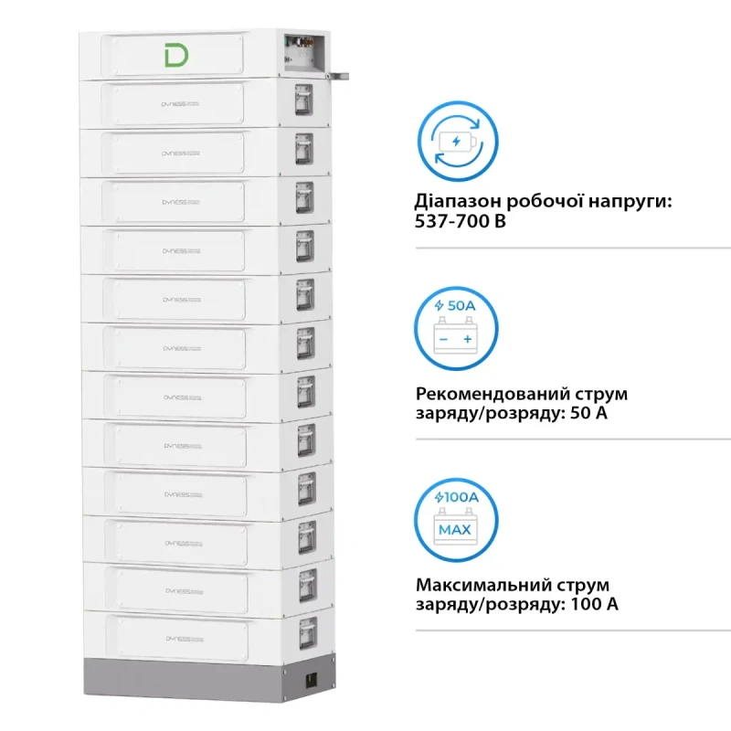 Акумуляторна батарея DYNESS STACK100-12 12xS51100, 61.44kW, 614.4V, 100Ah,LiFePO4, SBDU100