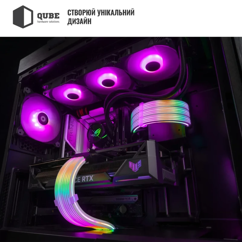 Кабель для ПК Qube ARGB 24 pin Female to Male, Black