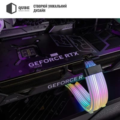 Кабель для ПК Qube ARGB 12+4Pin to 2*8Pin VGA, White Кабель для ПК Qube ARGB 12+4Pin to 2*8Pin VGA, White