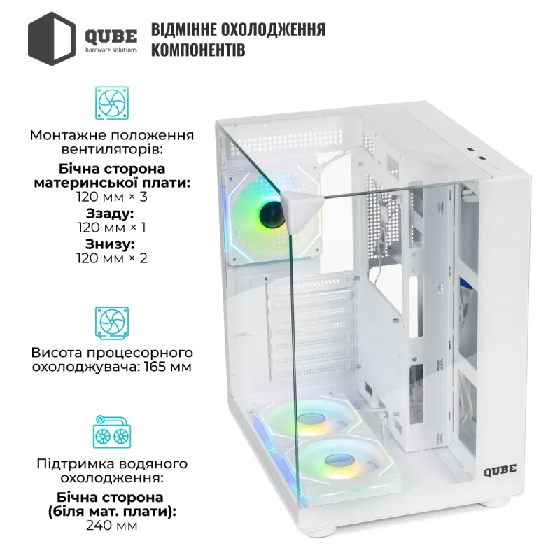 Корпус QUBE AQUARIUM ARGB WHITE (AQUARIUM_GWNU3)