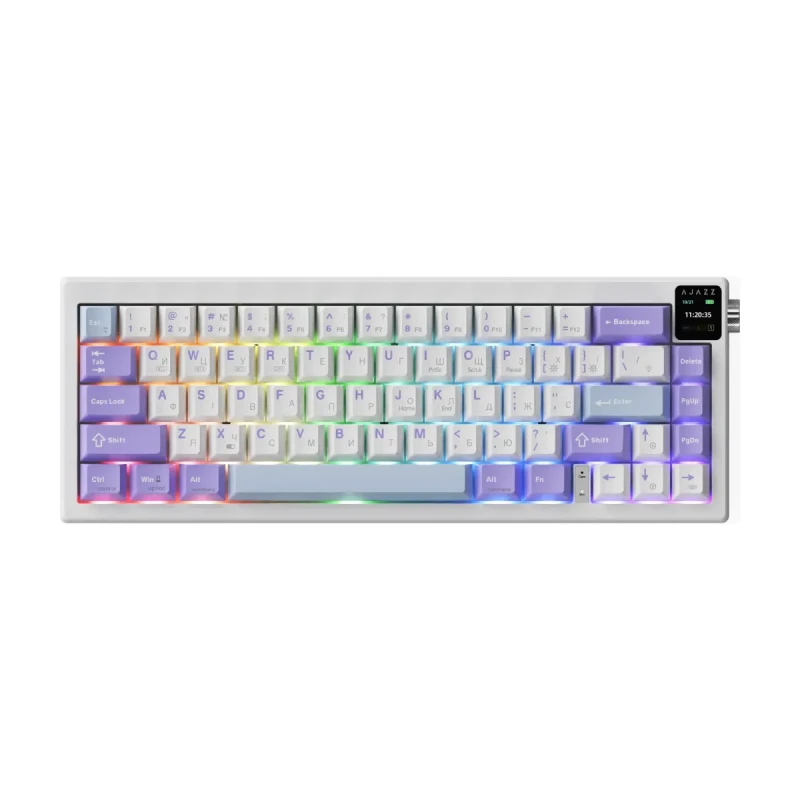Клавіатура Ajazz AK650 RGB Flying Fish Switch Wireless With Screen (AK650-FF-PWB) Purple