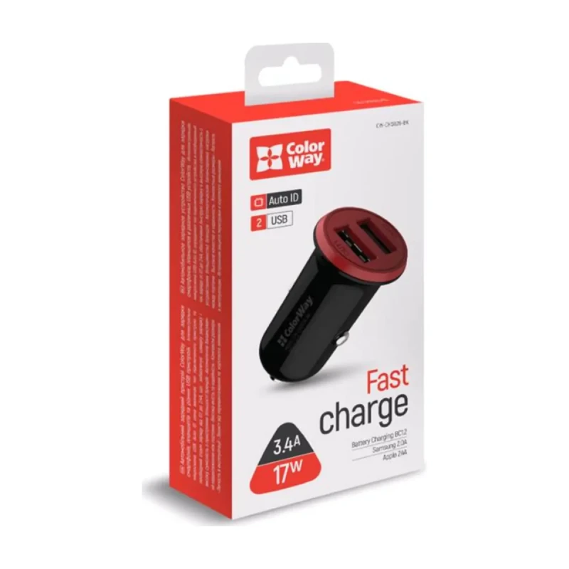 АЗП ColorWay 2USB 17W Red-Black (CW-CHA026-BK)