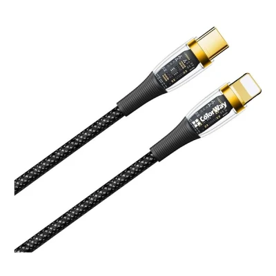 Кабель ColorWay USB-C - Lightning (Transparent Head) (PD Fast Charging 27W) 3А 1.2м Black