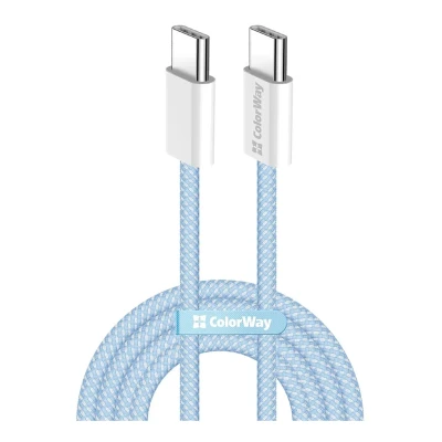 Кабель ColorWay USB-C - USB-C 60W 3А 1m Blue (CW-CBPDCC061-BL)