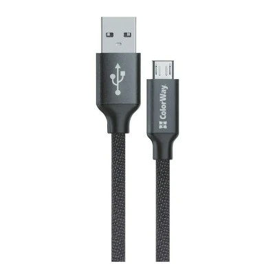 Кабель ColorWay USB - MicroUSB 2.4А 2m Black (CW-CBUM009-BK)