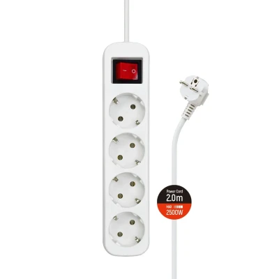 Мережевий фільтр ColorWay 4 розетки 2м White (CW-PSEA42W)
