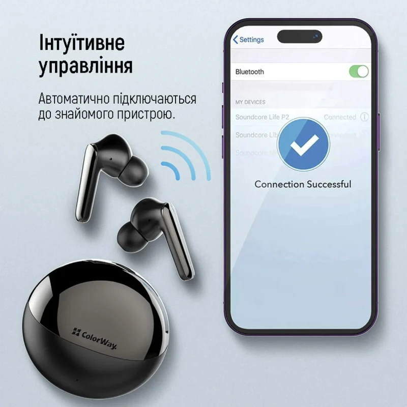 Навушники бездротові ColorWay TWS-3 Earbuds Black (CW-TWS3BK)
