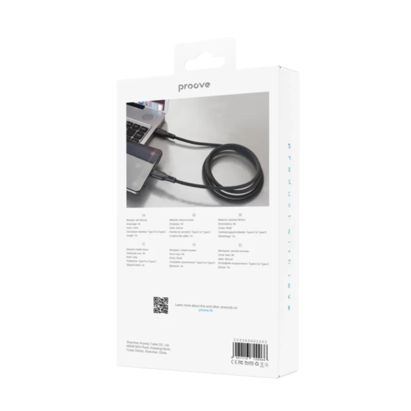 Кабель Proove Rebirth USB-C - USB-С 60W 1m Black (CCRE60002201)_