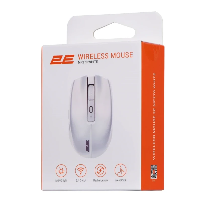 Мишка 2E MF270 Silent Rechargeable Wireless White (2E-MF270WWH)