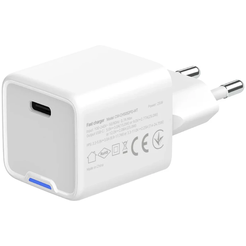 Мережевий ЗП СolorWay USB-C 25W GaN Mini White (CW-CHS052PD-WT)
