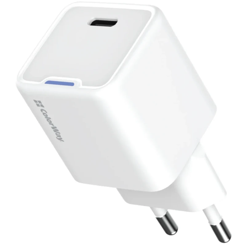 Мережевий ЗП СolorWay USB-C 25W GaN Mini White (CW-CHS052PD-WT)