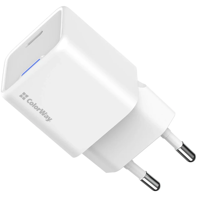 Мережевий ЗП СolorWay USB-C 25W GaN Mini White (CW-CHS052PD-WT)