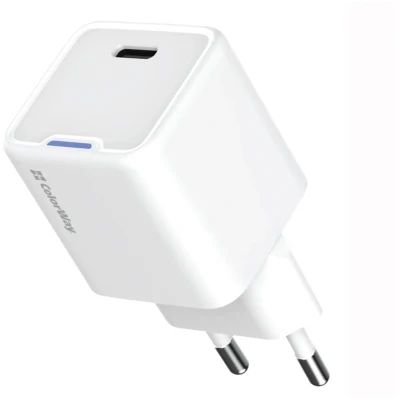 Мережевий ЗП СolorWay USB-C 30W GaN Mini White (CW-CHS054PD-WT)
