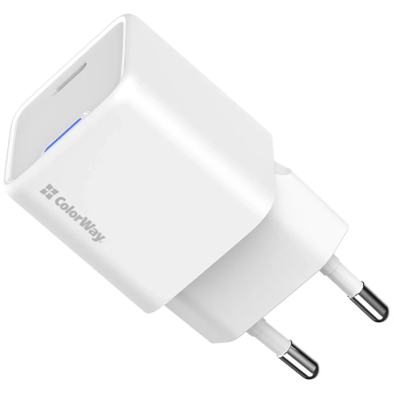 Мережевий ЗП СolorWay USB-C 30W GaN Mini White (CW-CHS054PD-WT)