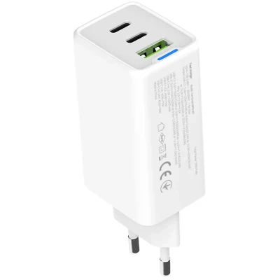 Мережевий ЗП СolorWay 2xUSB-C+USB 65W GaN Mini White (CW-CHS058PD-WT) Мережевий ЗП СolorWay 2xUSB-C+USB 65W GaN Mini White (CW-CHS058PD-WT)