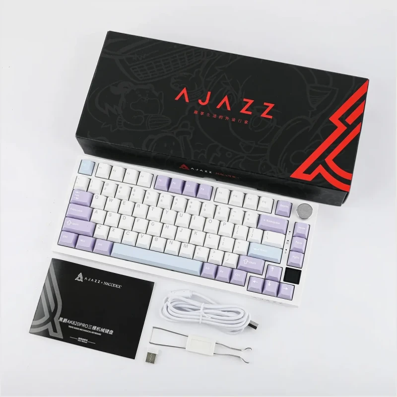 Клавіатура Ajazz AK820 Pro RGB Flying Fish Switch Wireless With Screen (AK820PRO-FF-PWB) Purple