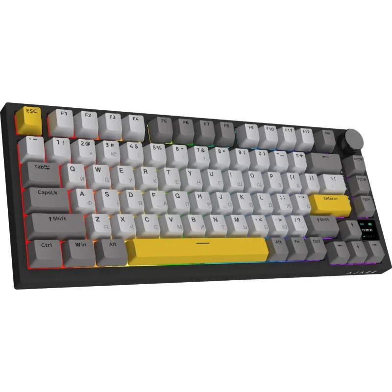 Клавіатура Ajazz AK820 Pro RGB Flying Fish Switch Wireless With Screen (AK820PRO-FF-BGY) Black