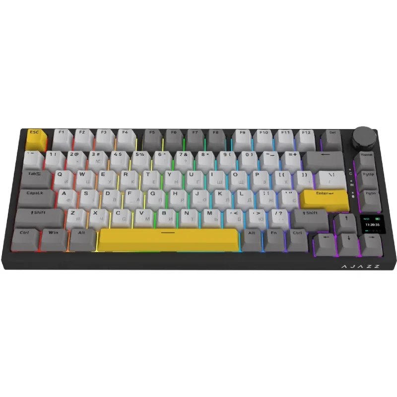 Клавіатура Ajazz AK820 Pro RGB Flying Fish Switch Wireless With Screen (AK820PRO-FF-BGY) Black