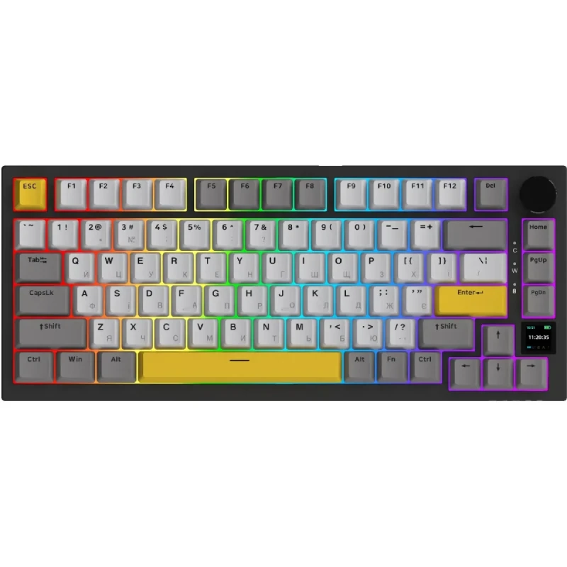 Клавіатура Ajazz AK820 Pro RGB Flying Fish Switch Wireless With Screen (AK820PRO-FF-BGY) Black