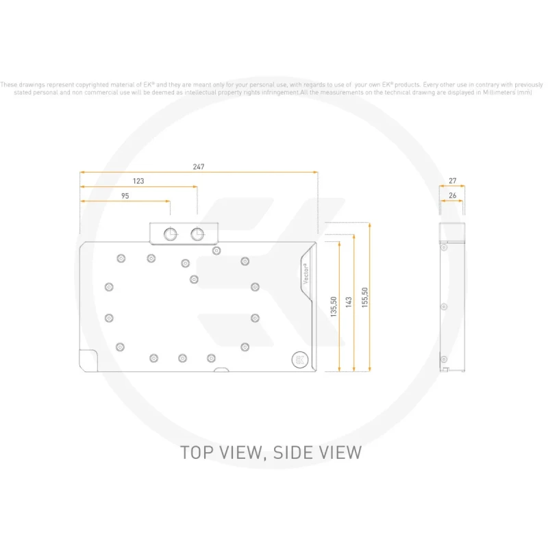 Водоблок EKWB EK-Quantum Vector³ TUF RTX 5090 - Plexi (3831129901094)