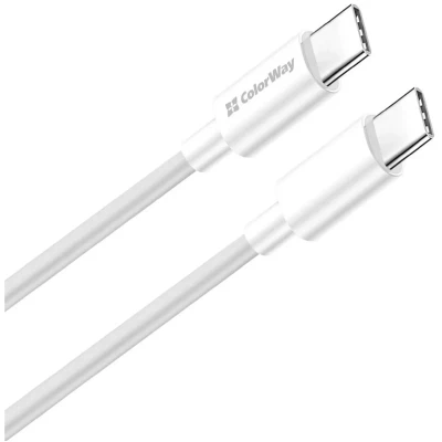 Кабель Colorway USB-C - USB-C (TPE) (PD Fast Charging 100W) 5.0А 1м White (CW-CBPDCC058-WT)