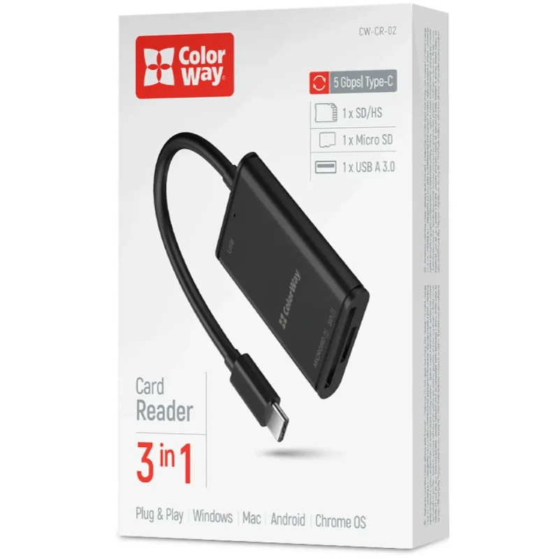 Кардрідер ColorWay USB-C to USB 3.0/SD/MicroSD (CW-CR-02)