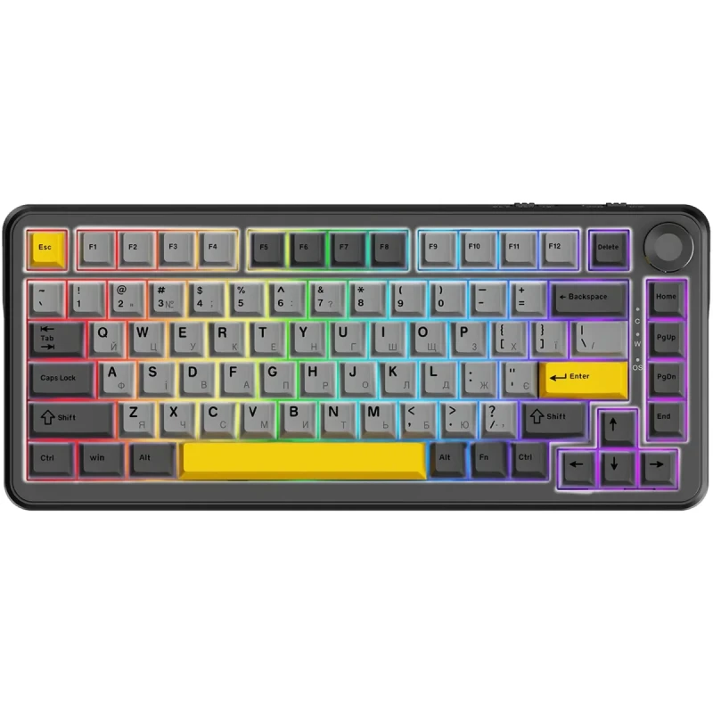 Клавіатура Ajazz AK820 MAX PLUS RGB Daydream Switch Wireless (AK820MAX-DD-BGY) Black/Gray/Yellow