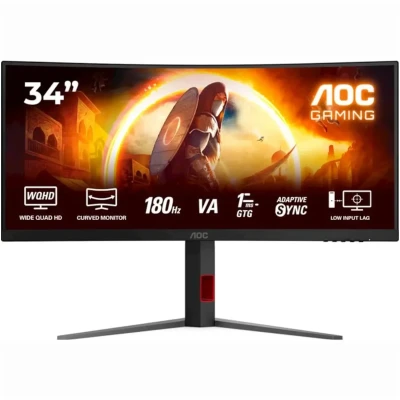 Монітор 34" AOC CU34G4 (UW2K) 3440x1440 VA Curved 1500R 180Hz 1ms, FreeSync Premium, Adaptive Sync, DisplayPort, HDMI х2
