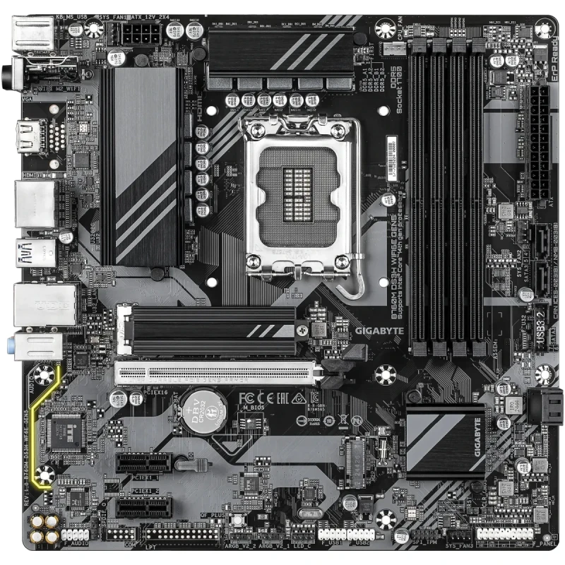 Материнська плата GIGABYTE B760M DS3H WIFI6E GEN5 (s1700, Intel B760, DDR5, mATX)
