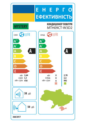 К-кт зовнішнього і внутрішнього блоків спліт-кондиціонера настінного типу MYSTERY MTH09CT-W3D2