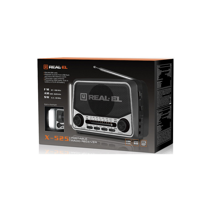 Портативний радіоприймач REAL-EL X-525 Grey (EL121800004)