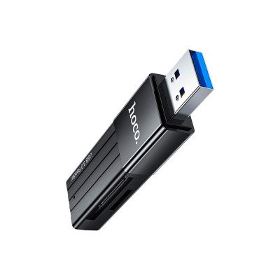 Зчитувач флеш-карт HOCO USB3.0 to microSD, microSDHC, microSDXC, SD, SDHC, SDXC, HB20 Black (6931474735218)