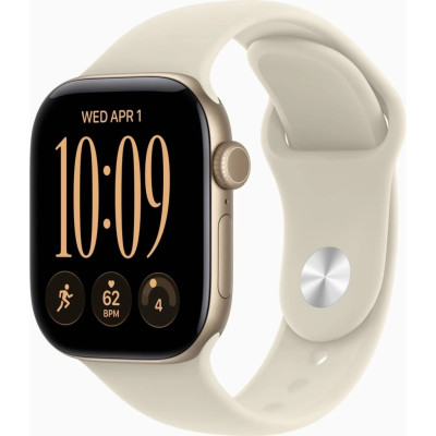 Смарт-годинник Apple Watch Series 12 GPS 42mm Light Gold Aluminium Case with Sand Sport Band - S/M (MJED4RK/A)