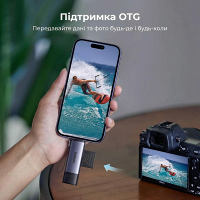 Зчитувач флеш-карт Ugreen USB-C + USB to TF/SD 3.0 CM185 gray (50706) Зчитувач флеш-карт Ugreen USB-C + USB to TF/SD 3.0 CM185 gray (50706)