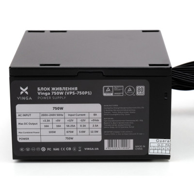 Блок живлення Vinga 750W ОЕМ (VPS-750P1) Блок живлення Vinga 750W ОЕМ (VPS-750P1)