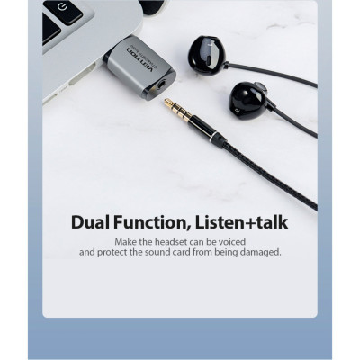 Звукова плата Vention Audio USB 1х3,5mm jack 4pin Metal (OMTP-CTIA) (CDLH0) Звукова плата Vention Audio USB 1х3,5mm jack 4pin Metal (OMTP-CTIA) (CDLH0)