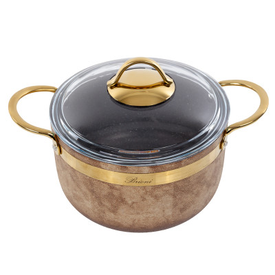 Каструля Brioni антипригарна Royal Stone Ti̇gereye Gold 20 см, 3 л