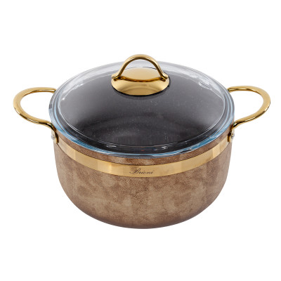 Каструля Brioni антипригарна Royal Stone Ti̇gereye Gold 24 см, 5 л