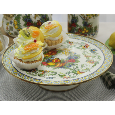 Тортівниця емальована "VITALY" Elmani з кришкою на ніжці, 30 см