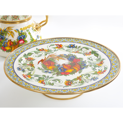 Тортівниця емальована "VITALY" Elmani з кришкою на ніжці, 30 см