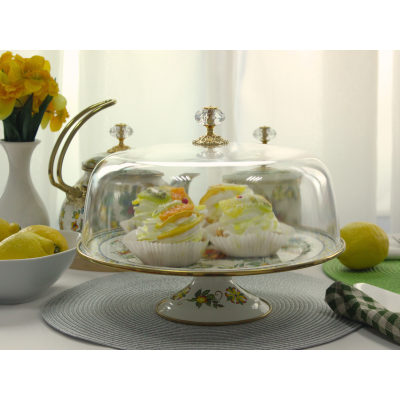 Тортівниця емальована "VITALY" Elmani з кришкою на ніжці, 30 см