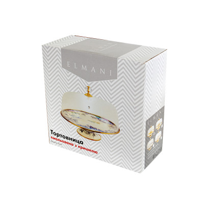 Тортівниця емальована "BUTTERFLY" Elmani з кришкою на ніжці, 30 см