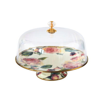 Тортівниця емальована "PEONY" Elmani з кришкою на ніжці, 30 см