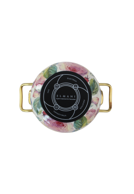 Каструля емальована "PEONY" Elmani з кришкою, 2,1 л, 16 см