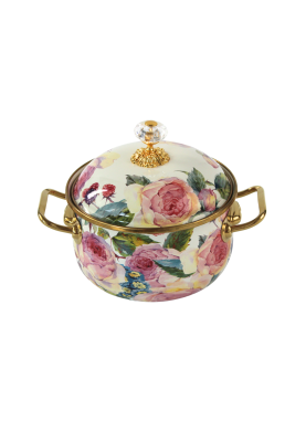 Каструля емальована "PEONY" Elmani з кришкою, 2,1 л, 16 см